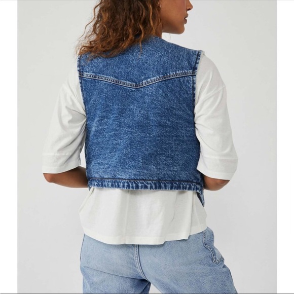Free People We The Free! Florence Ranch Vest in Light Blue NWT! - Picture 5 of 10